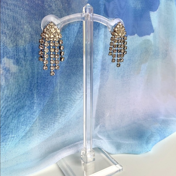 Vintage rhinestone waterfall earrings - Picture 1 of 6